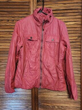 Prana Red Lined Lightweight Winter Jacket Womans Size Large